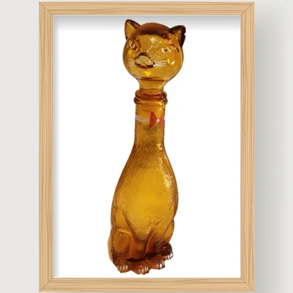 1950s Italian Amber Glass Cat Wine Decanter - Picture 10 of 10